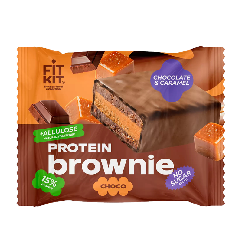 Протеиновое пирожное Брауни "Шоколад-Кармель" FitKit